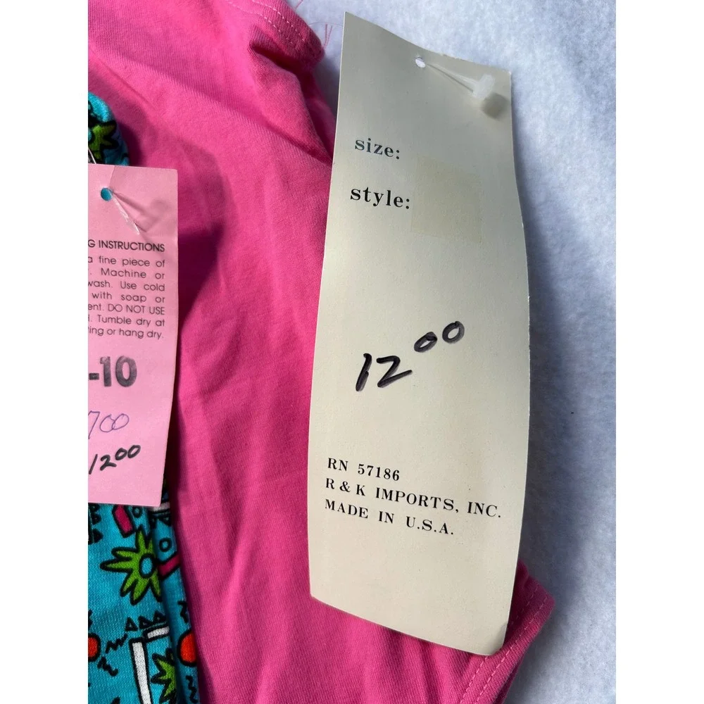 Vintage 90s Kids Leotards Lot 3 Pack Pink Blue Print Size 8/10 Made USA